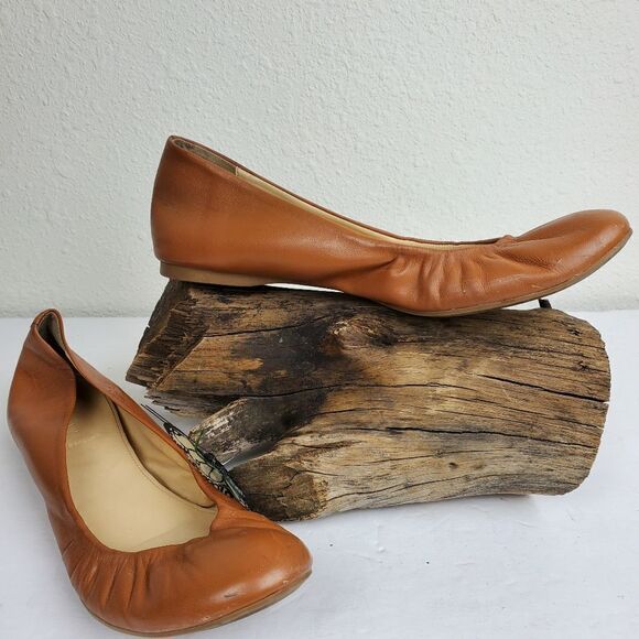 J crew camel tan cushioned leather flats - Picture 1 of 7